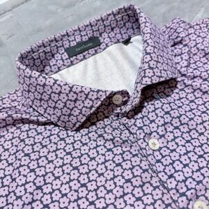 Turtleson Mens XL Button Down‎ Golf Polo Shirt Pink/purple Floral